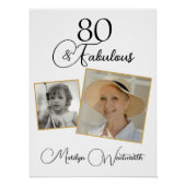 Poster 80 ans et Fabuleux 80e Anniversaire Photo Noir Scr (Devant)