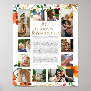 Poster 80 choses que nous aimons de vous fleurs orange
