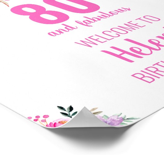 Poster 80 et fabuleux rose élégante fête d'anniversaire p (Coin)