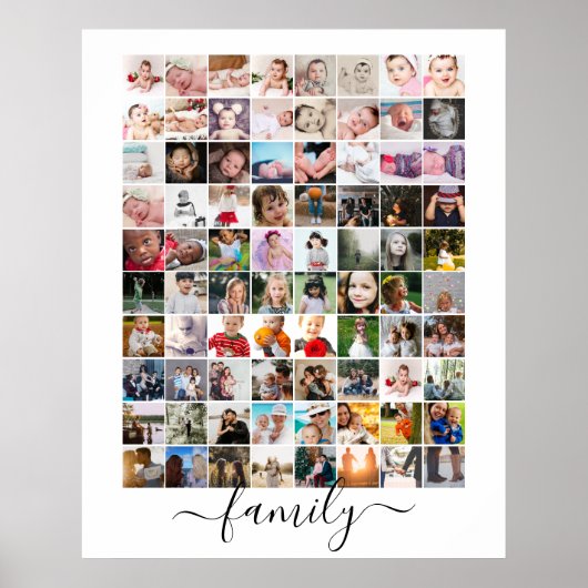 Poster 80 Photo Collage Famille personnalisée (Devant)