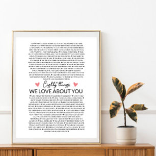 Poster 80 raisons pour lesquelles nous t'aimons cadeau d'