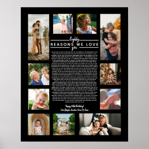 Poster 80 raisons pour lesquelles nous t'aimons cadeau d'
