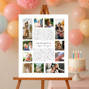 Poster 80 raisons pour lesquelles nous t'aimons pour tes