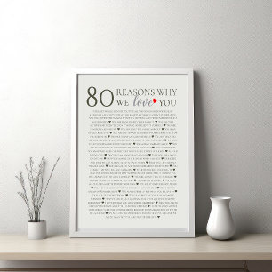Poster 80 raisons pour lesquelles nous vous aimons 70e 60