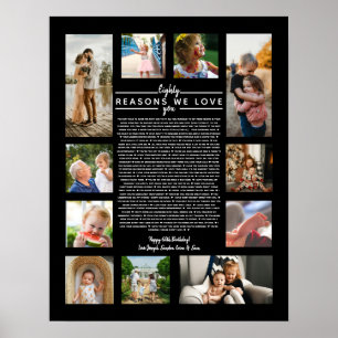 Poster 80 raisons pour lesquelles nous vous aimons cadeau