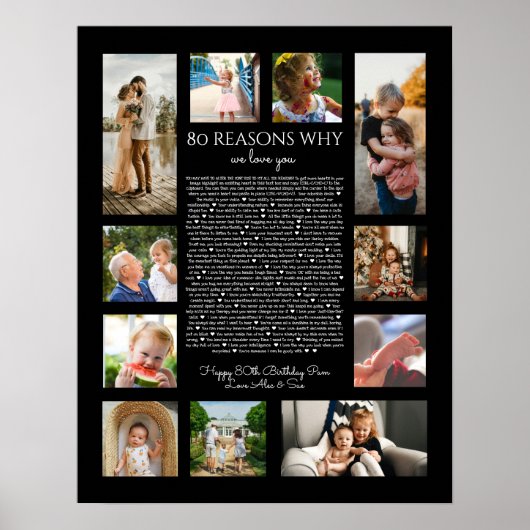Poster 80 raisons pour lesquelles nous vous aimons noir e (Devant)