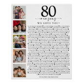 Poster 80 Reasons We Love You Birthday Keepsake (Devant)