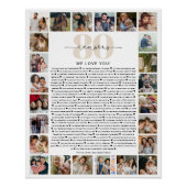 Poster 80 Reasons We Love You Photo Collage Keepsake Gift (Devant)