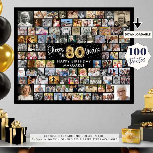 Poster 80e Anniversaire 100 Photos Black Gold Bravo à l'a