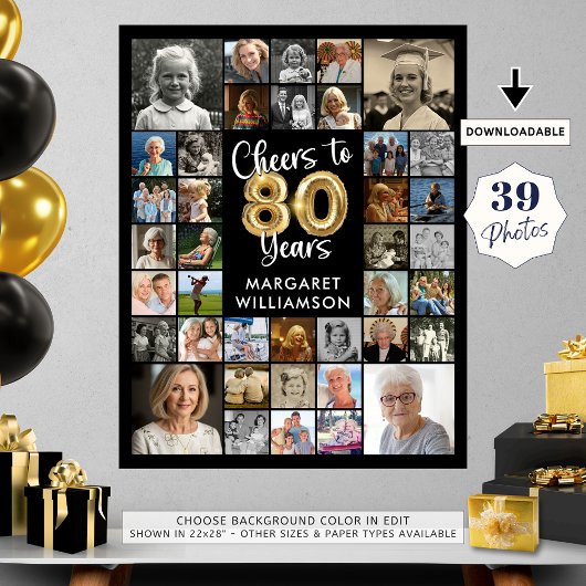 Poster 80e anniversaire 39 photo Collage de photos bravo 