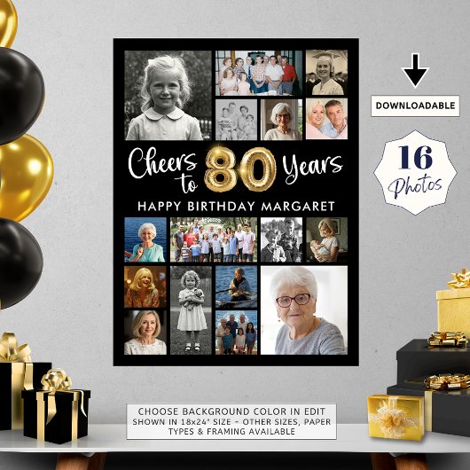 Poster 80e anniversaire Black Gold 16 Photo Cheers to Yea