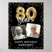 Poster 80e anniversaire Black Gold Balloon Confetti 2 Pho (Devant)