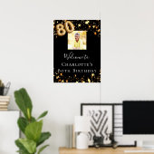 Poster 80e anniversaire Black gold stars photo bienvenue (Bureau à domicile)