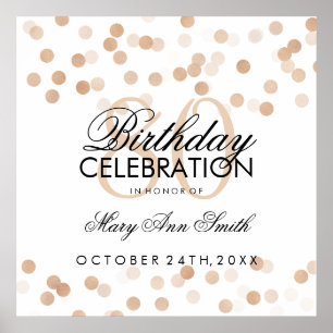 Poster 80e anniversaire Faux Foil Parties scintillant Lum
