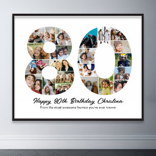 Poster 80e anniversaire Numéro 80 Collage photo Anniversa