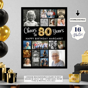 Poster 80e Anniversaire Or Noir 16 Photos À des Années de