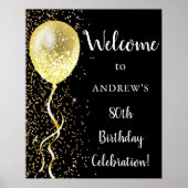 Poster 80e | Parties scintillant Black & Gold Bienvenue à (Devant)