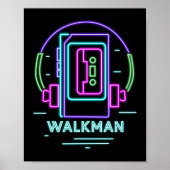 Poster 80s 90s rétro Neon Walkman (Devant)