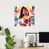 Poster 80s Athletic Summer Girl (Bureau à domicile)