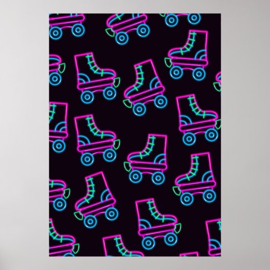 Poster 80s Neon Roller-skates (Devant)