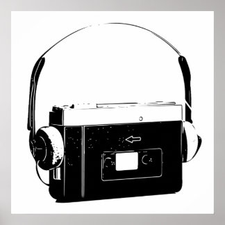 Poster 80's Portable Cassette Player, Walkman.
