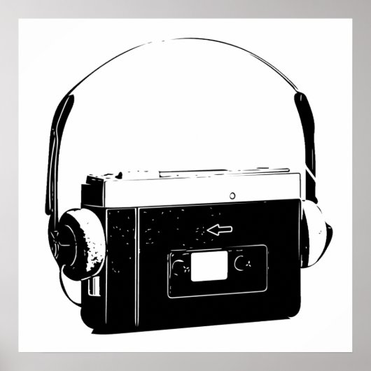 Poster 80's Portable Cassette Player, Walkman. (Devant)