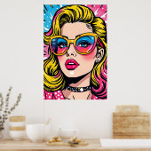 Poster 80s Retro Glam Pop Art (Cuisine)
