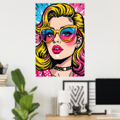 Poster 80s Retro Glam Pop Art (Bureau à domicile)