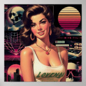 Poster 80s Retrowave Girl (Devant)