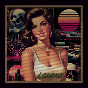 Poster 80s Retrowave Girl