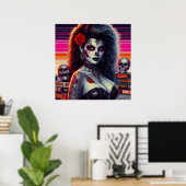 Poster 80s Retrowave Goth Girl (Bureau à domicile)