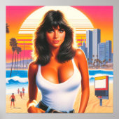 Poster 80s Rétrowave Summer Girl (Devant)