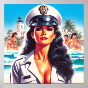 Poster 80S Summer Beach Uniform Girl