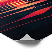 Poster 80s Synthwave Red Sea and Vintage Sunset (Coin)