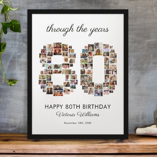 Poster 80th Happy Birthday Photo Collage