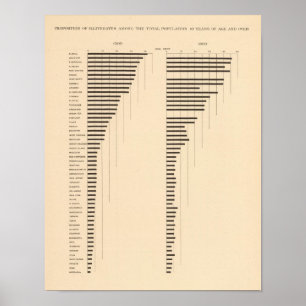 Poster 82 Proportion d'analphabètes par État 1900, 1890