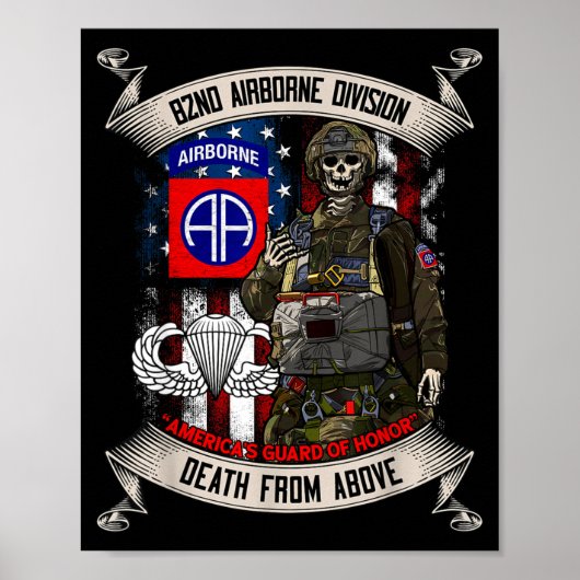 Poster 82nd Airborne Di Paratrooper Fort Bragg Jump Wings (Devant)