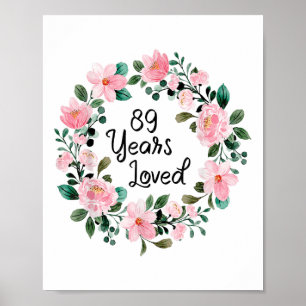 Poster 89 Ans Femmes aimées Hommes 89 Ans Amoureux 89ème 
