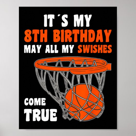 Poster 8 ans Joyeux 8e anniversaire Basketball 8e anniver (Devant)