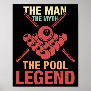 Poster 8 Ball Pool Joueur L'Homme Le Mythe Le Pool Billi