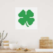 Poster 8 bits Pixel Lucky Four Leaf Clocher (Cuisine)