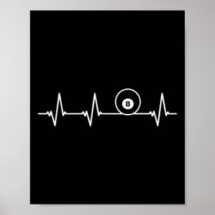 Poster 8 Huit Ball Heartbeat Chemise Funny Billiard Cadea