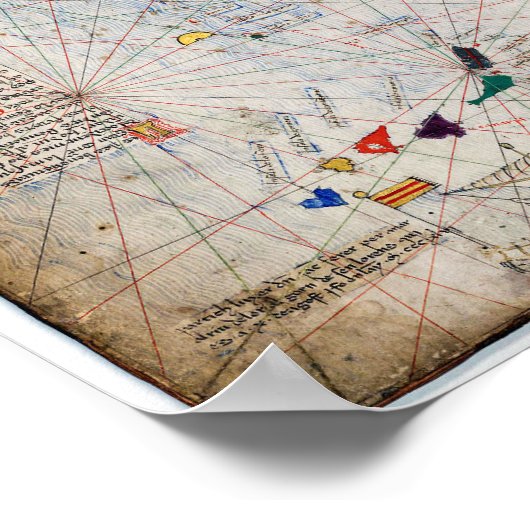 Poster 8 Panel Catalan Atlas par Abraham Cresques (1375) (Coin)