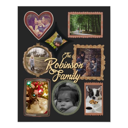 Poster 8 Photo Collage Retro Family Frames CUSTOM (Devant)