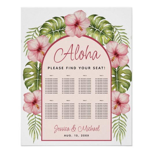 Poster 8 Tableau Hawaii Mariage Arc Tropical Tableau de s (Devant)