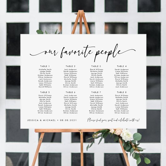 Poster 8 Tables Plan de table de nos personnes préférées