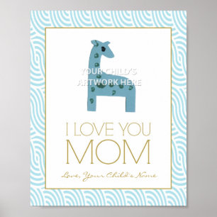 Poster 8"x10" Wavy Aqua I Love Mom Imprimer