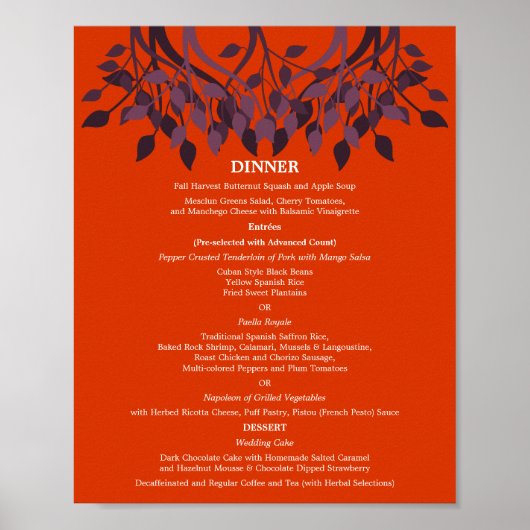 Poster 8 x 10 Menu table de dîner pour encadrement (Devant)