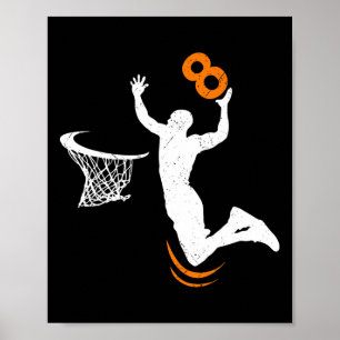 Poster 8 Year Old Basketball Dunk 8th Birthday Party Boys