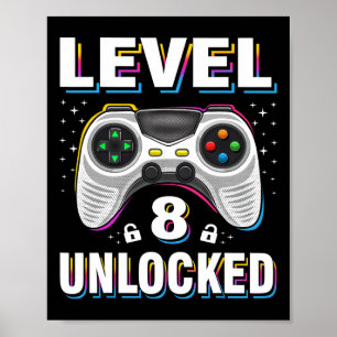 Poster 8e anniversaire Garçon niveau 8 vidéo déverrouillé